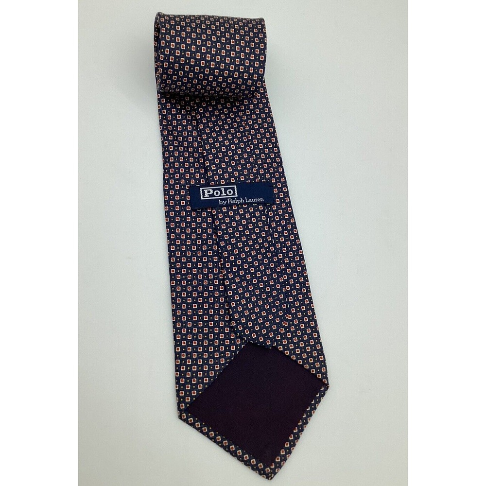 Vintage POLO RALPH LAUREN Necktie 100% Silk Hand Made in USA Geometric 1980s